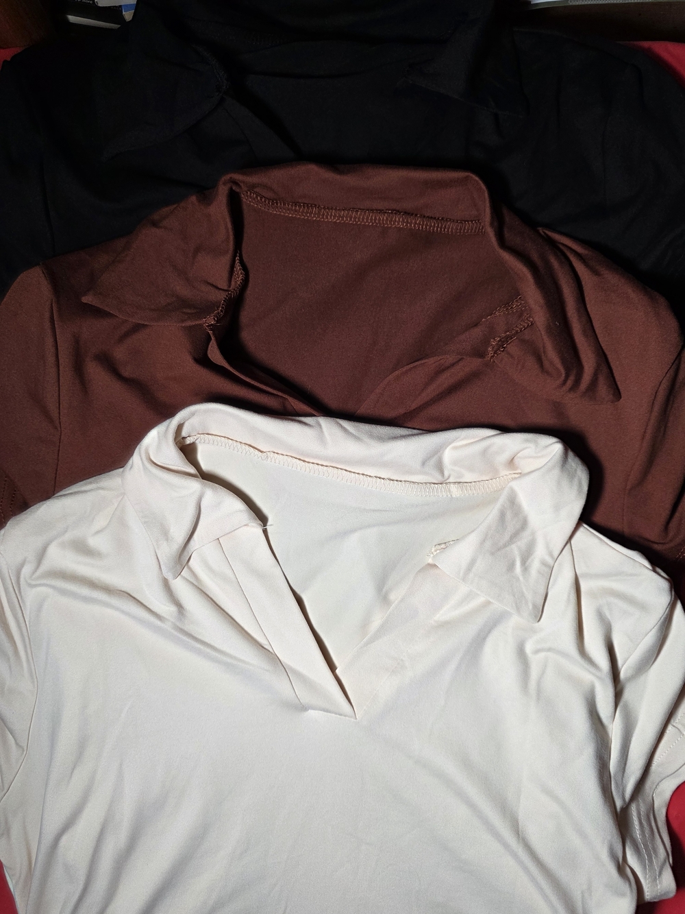 Women’s Collared V-Neck Blouse - Cream, Brown, Black